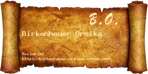 Birkenheuer Orsika névjegykártya